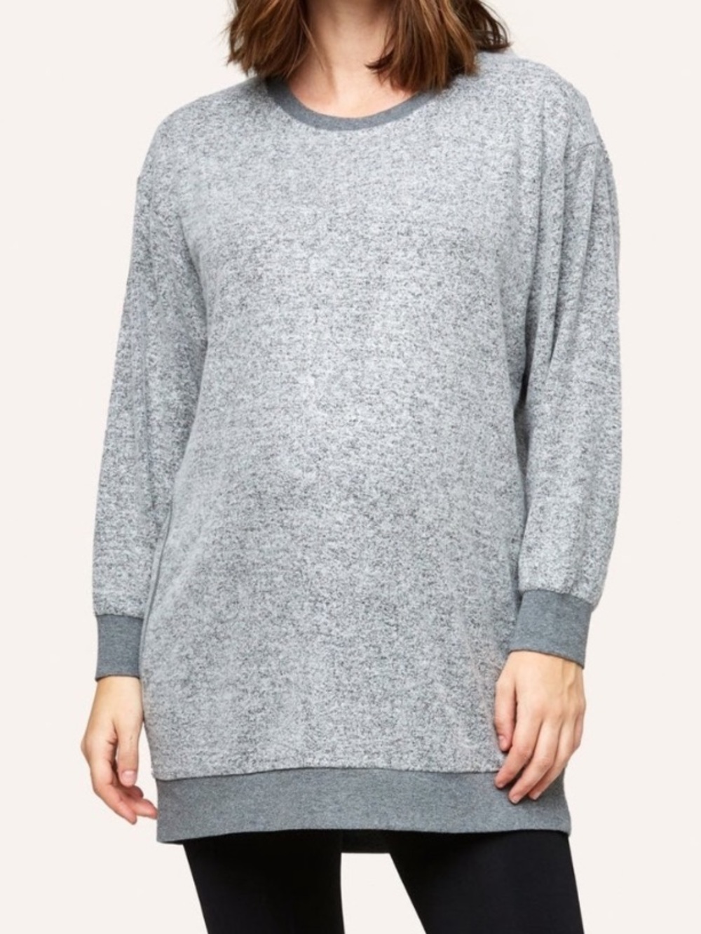 Nom Maternity Jo Nursing Sweater Heather Gray Long Sleeve Maternity Sweatshirt L